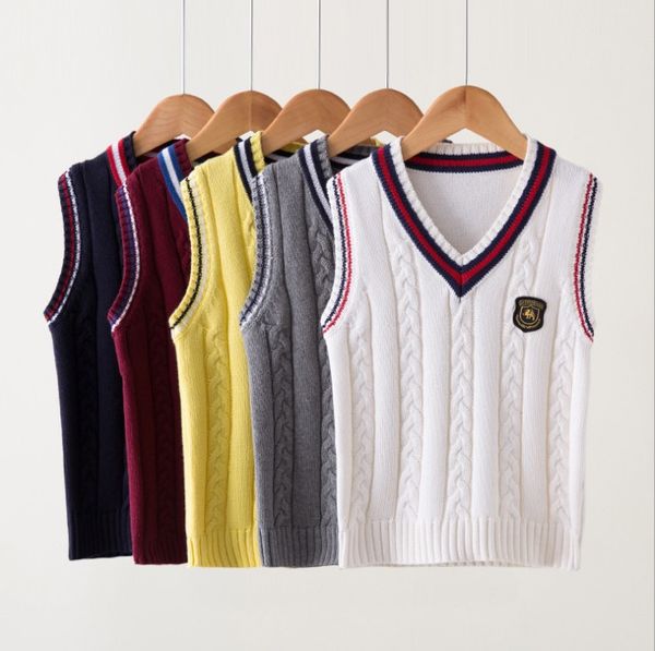 

child designer sweater vest 2020 british styles kids sweaters fashion luxury jumper preppy vest men women vests plus size explosion sell, Blue
