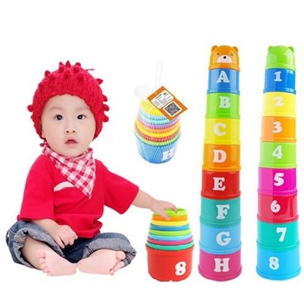 

baby kid play educational letters piles folding cups stacking bathing toys gift