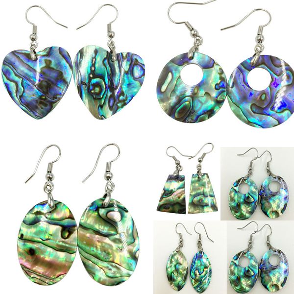 

new zealand abalone shell beads earrings pair wfh705, Silver