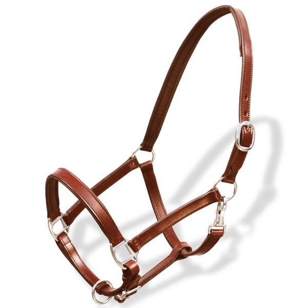 

real leather headcollar stable halter adjustable brown full garden sets