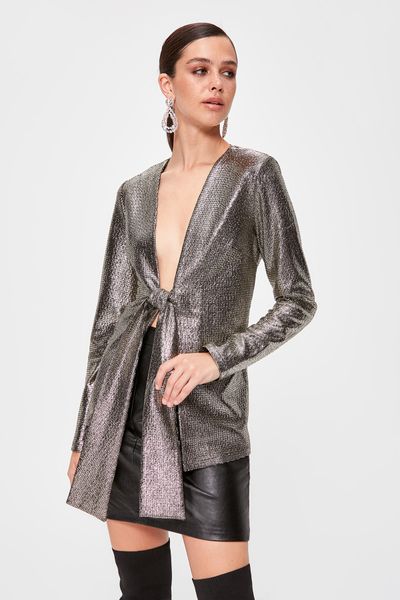 

trendyol lacing detailed jacket tpraw20ce0283, Black;brown