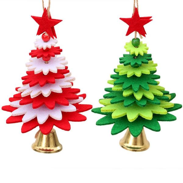 

2pcs christmas decoration creative non-woven xmas tree wind chimes pendant diy christmas decorations door hanging articles