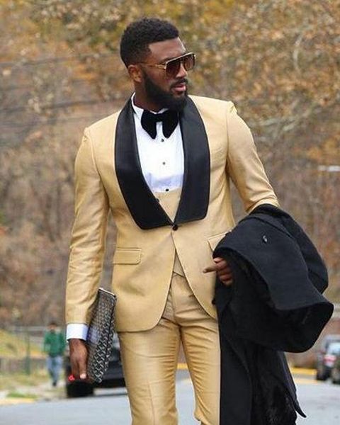 

2020 new arrival groomsmen shawl black lapel groom tuxedos one button men suits wedding/prom man blazer ( jacket+pants+vest, Black;gray