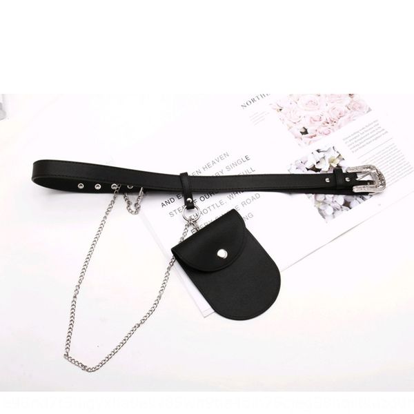 

small waist women's belt all-match personalized student chain mini small hanging running running bag bag detachable decoration, Black;brown