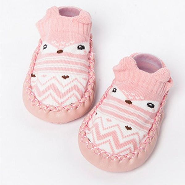 

cartoon baby skid proof leather sole shoes socks, Black