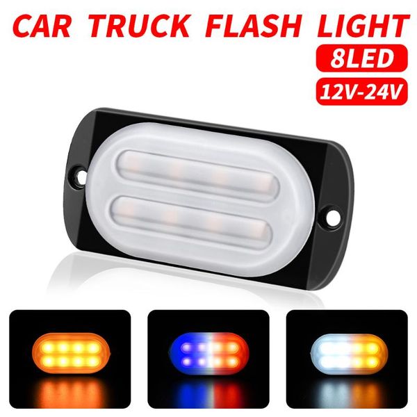 

1pcs 8led strobe light 12w for truck motorcycle universal led 12v/24v car signal lamp plastic side light warning 6500k