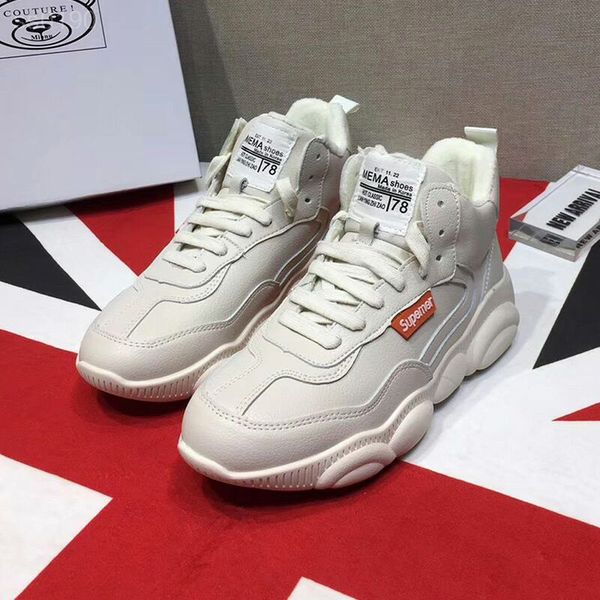 

little bear bottom high-white shoes british wind style korean sports shoes female casual 2019 new female autumn and winter plus velvet, Black
