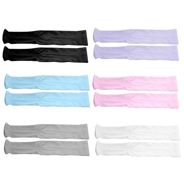 

2 pcs arm sleeves warmers safety sleeve sun uv protection sleeves long arm cover cooling warmer for running golf cycling summer, Black