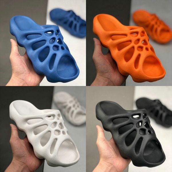 

мужская пена runner kanye west new designer summer слайды тапочки 450 белый черный синий оранжевый пляж сандалии мужской моды тапочка флип-ф, Black