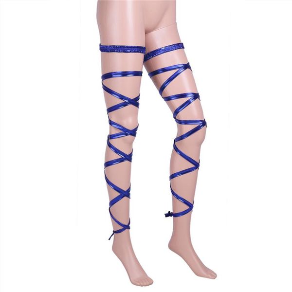 

women new shiny patent leather leg wraps with elastic band women shiny patent leather leg wraps with elastic band, Black;white