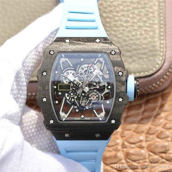 

nt rm-035 waterproof montre de luxe carbon fiber case silicone watch band automatic mechanical movement watches designer brand