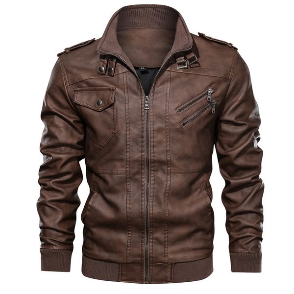 

sell men's leather jackets autumn new leather coats casual motorcycle pu jacket male biker jackets brand clothing outerwear, Black