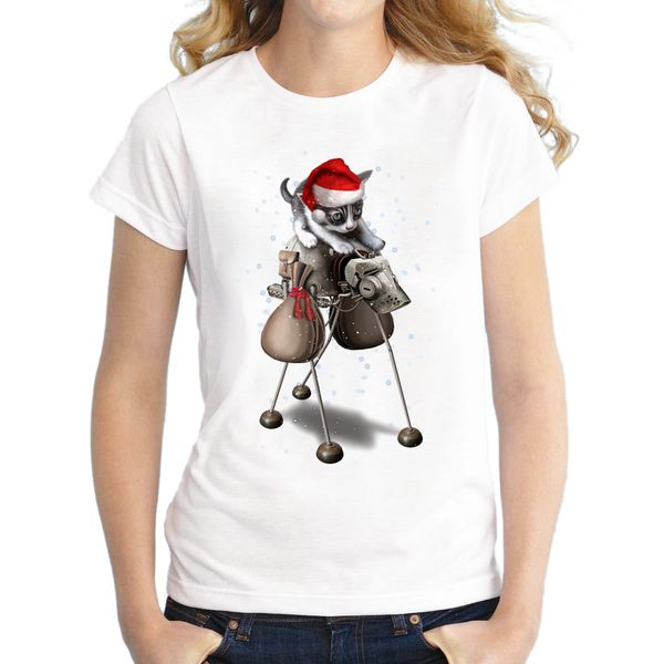 Acheter Drôle Femmes Santa Cat T Chemises Tops De Noël Nouveauté De Mode T Shirt à Manches Courtes 3d Impression Tee De 3902 Du Crutchline