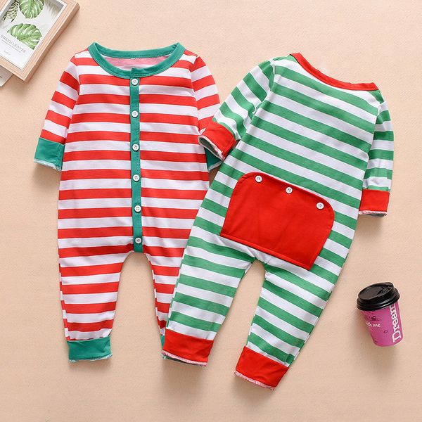 

toddler baby clothes stripes long sleeve button boy&girl kids christmas rompers cotton jumpsuit new born baby clothes outfit, Blue