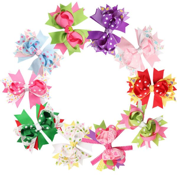 

korea style handmade baby girls' grosgrain ribbon bowknots with clip swallow tail children hair bows ing, Slivery;white