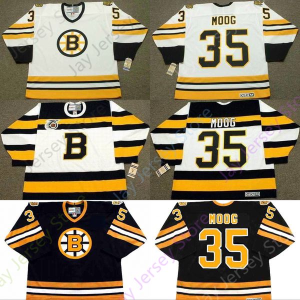 

Custom ANDY MOOG Boston Bruins 1990 Away CCM Throwback Hockey Jersey