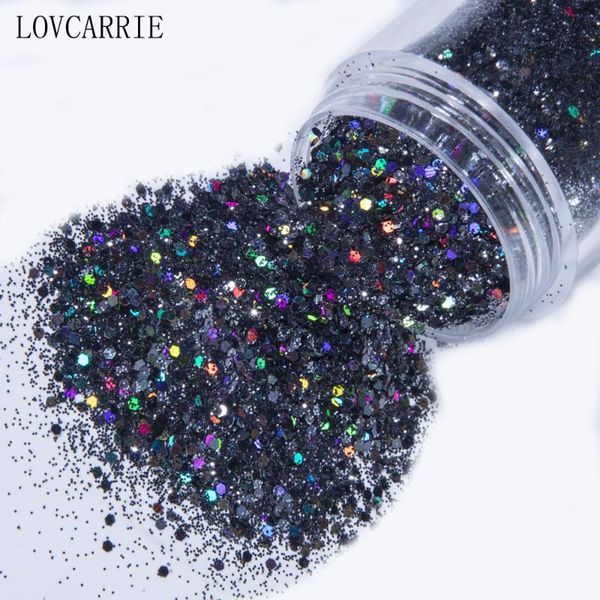

nail glitter 1 jar mix black art powder sequins holographic color nails flakes paillette shine laser manicure decorations, Silver;gold