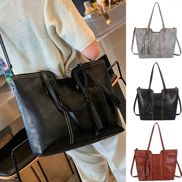 

fashion handbag retro tassel one shoulder big bag large capacity ladies handbag