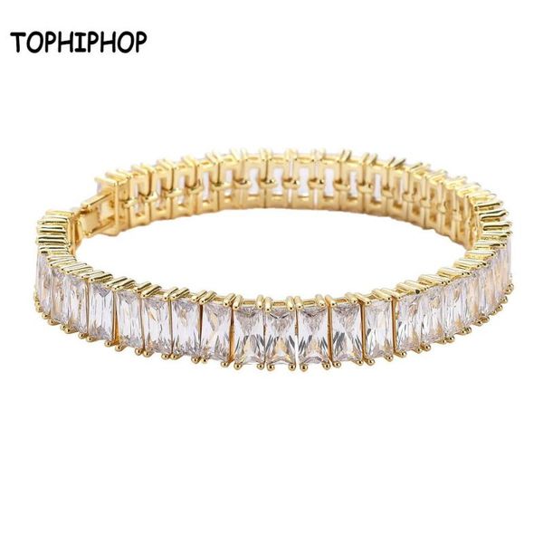 

iphop one row cubic zircon tennis link bracelet gold/silver iced out mens hip hop bracelet fashion jewelry, Black