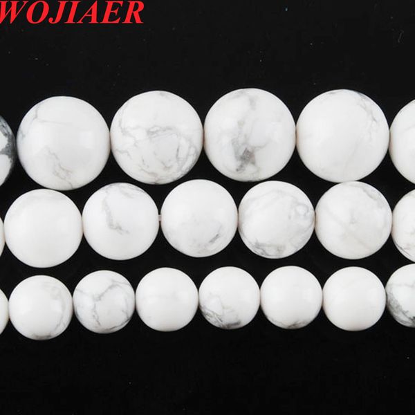 

wojiaer diy jewerly accessory bracelet spacer round shape natural white turquoises stone beads spacer beads department dby904, Black