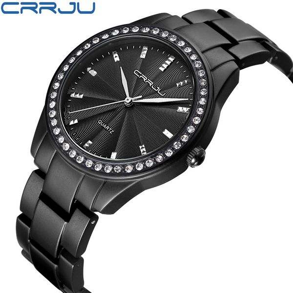 

2017 crrju top brand платья женщин кварцевые наручные часы женские известный люксовый бренд кварц-часы relogio feminino montre femme, Slivery;brown