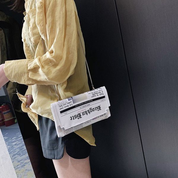 

jodimitty 2020 women's bag fashion creative artificial leather newspaper envelope hand-held horizontal shoulder bag sale