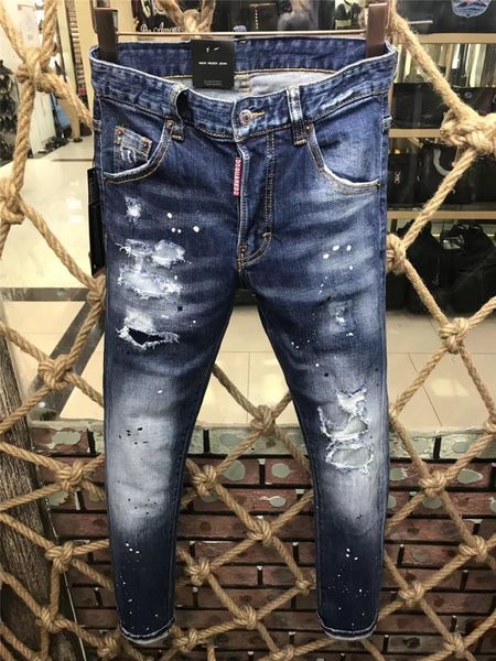

2020 dsquared2 luxury dsq2 designer men d2 denim jeans holes trousers pants biker jeans rock revival jeans 9191, Blue