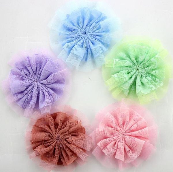 

30pcs/lot, cute diy accessories 9cm lace mesh flower 16colors, Slivery;white