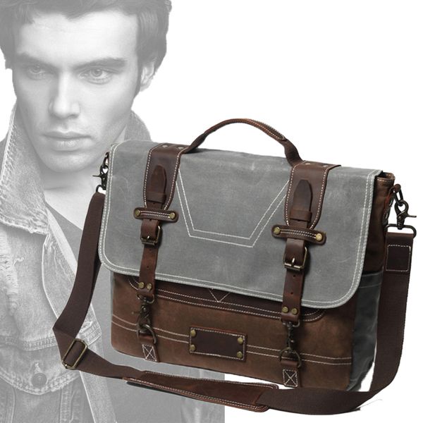 

vintage waterproof canvas messenger bags men square belt buckle crossbody bag women fashion laphandbags men shoulder bags