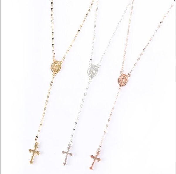 

blockbuster european and american fashion personality trend jesus cross pendant necklace notre dame pendant boutique necklace jewelry, Silver