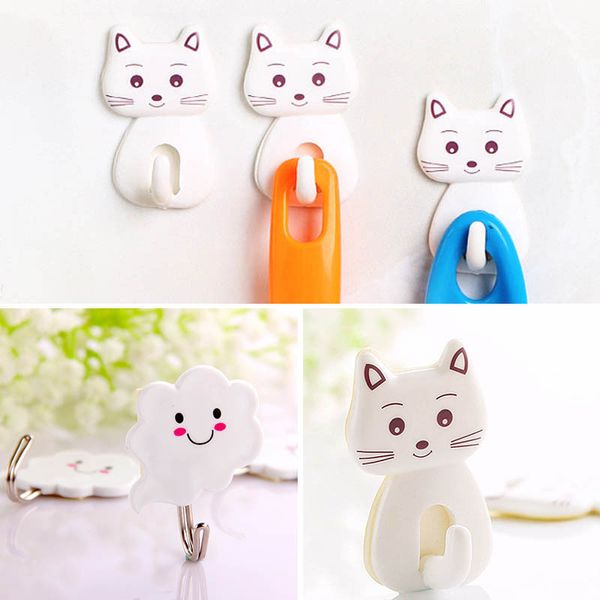 

3 pcs wall cat / cloud hook self adhesive hanger plastic material bathroom accessories