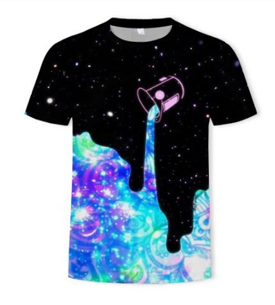 

2019 nouveau chaud mode hommes/femmes 3d t-shirts imprimé lait espace galaxie t-shirts unisexe hauts en gros et au détail décontracté 3d t-s, White;black