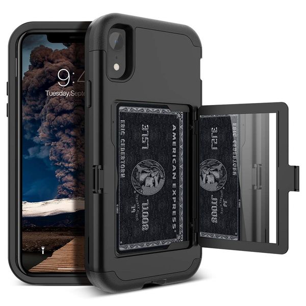 

for iphone xr case wallet design with hidden back mirror and card holder heavy duty shockproof protective case for iphone xs max