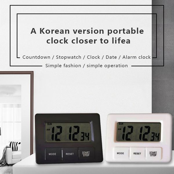 

korean style portable countdown fuction alarm clock date week perpetual calendar lcd display screen 1pc