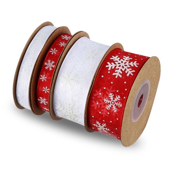 

2m x 10mm / 25mm winter christmas snowflake craft ribbon xmas tree decoration
