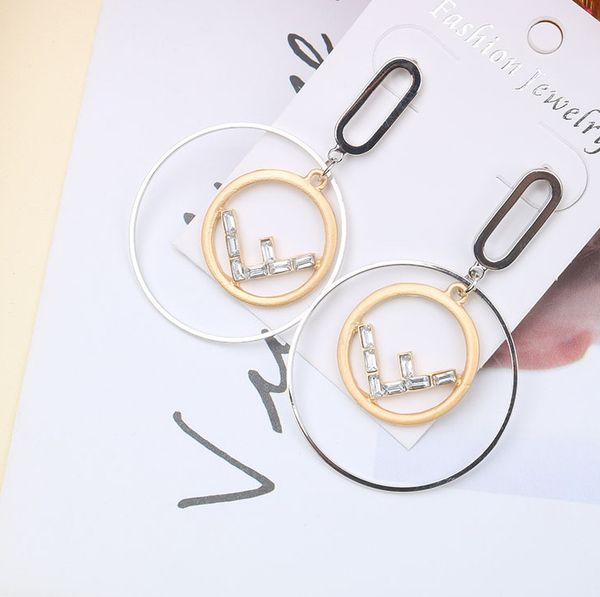 

2020 selling luxury jewelry ladies earrings personality double circle letter earrings gifts fashion style, Golden;silver