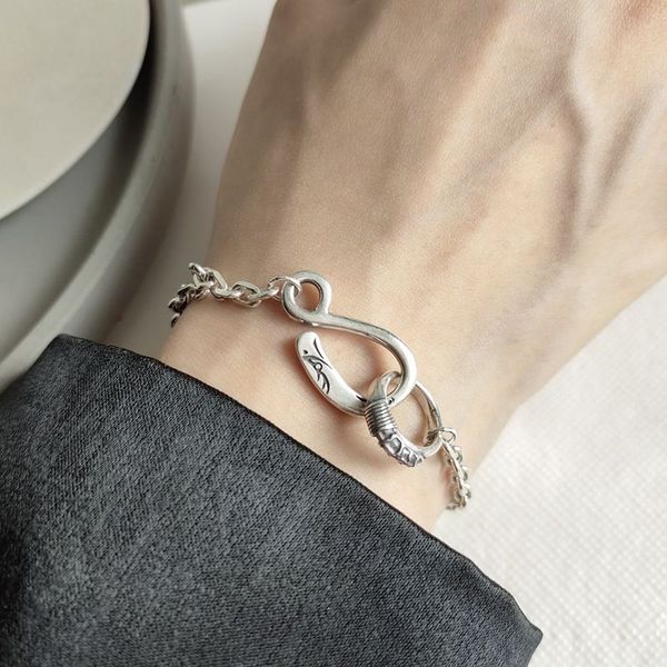 

silvology 925 sterling silver buckle цепи браслеты vintage креативной индустрии американские браслеты стиль для женщин 2019 ювелирные издели, Golden;silver