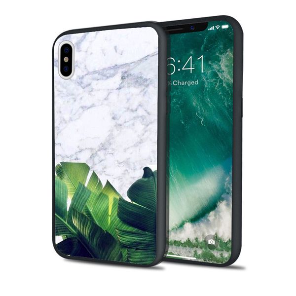 

coque marble banana leaves phone case for iphone 11 pro xs max xr 8 7 6s plus 5s se 5 case black soft silicone cover