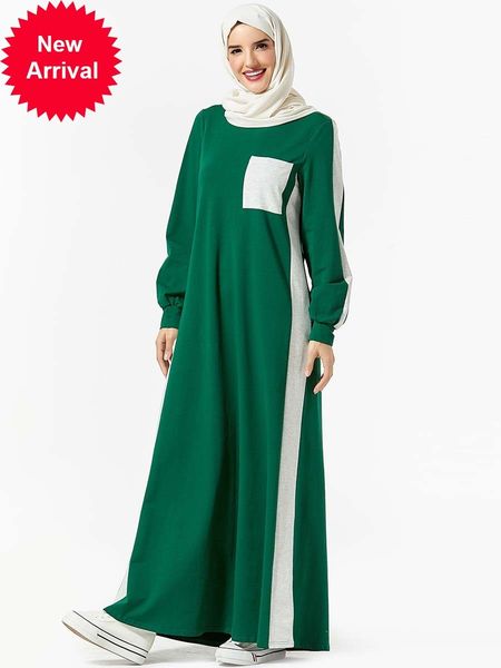 

mc209307 9308 light green 9309 navy blue sweater stitching pocket dress (no headscarf) women-burqa embroidered, Red