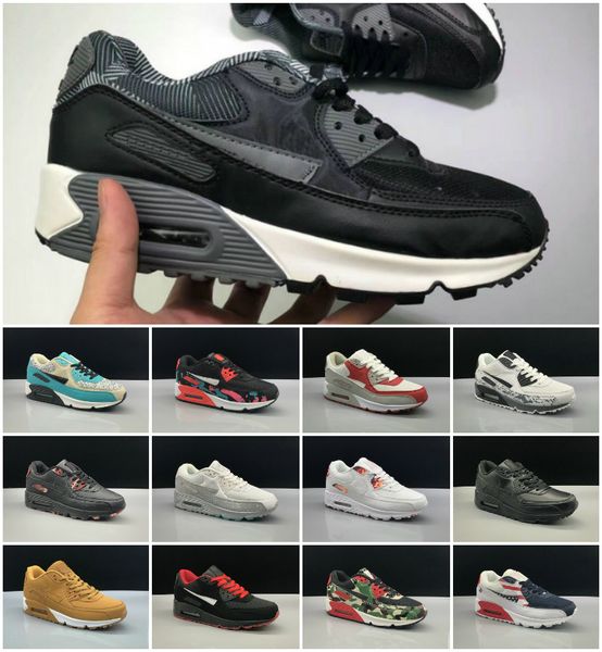 

2019 sneakers shoes classic 90 men and women running shoes black red white sports trainer air cushion surface breathable sports shoes 36-45