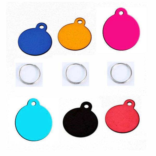 

5pcs dog tags engraved cat puppy pet id name collar tag pendant aluminum round pet accessories random color