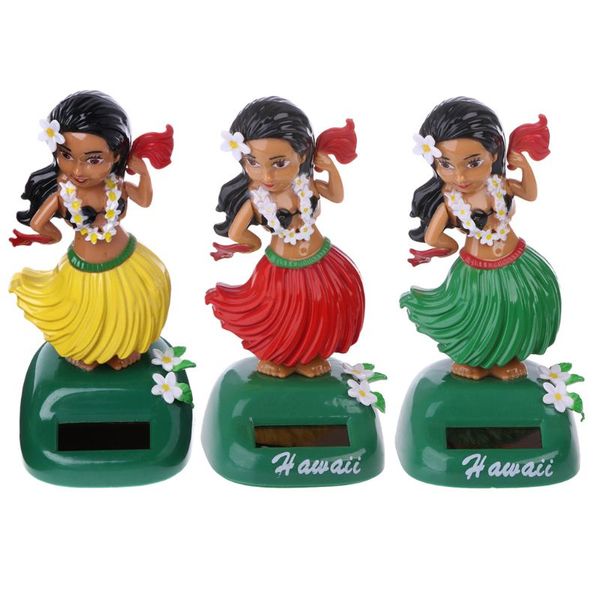 

1pc car ornaments hawaii girl hula shaking head toy solar powered auto interior
