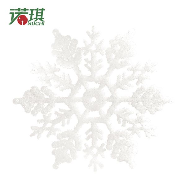 

nuchi 6pcs/bag new 10cm plastic glitter snowflake christmas decoration craft diy ornaments christmas tree pendants