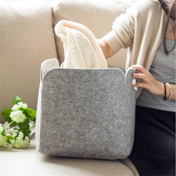 

portable felt storage box japanese handle grey clothing books decorations pets square storage basket home