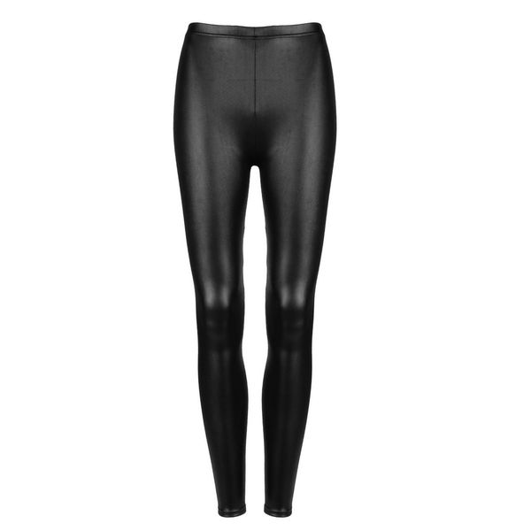 

1pc women girl's black faux pu leather leggings women skinny pencil pants trousers