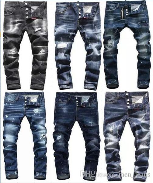 

новые модные брюки разнообразие стилей цвет slim jeans tide бренд прямых продаж дизайнерская брендовая одежда мужские джинсы брюки, Blue