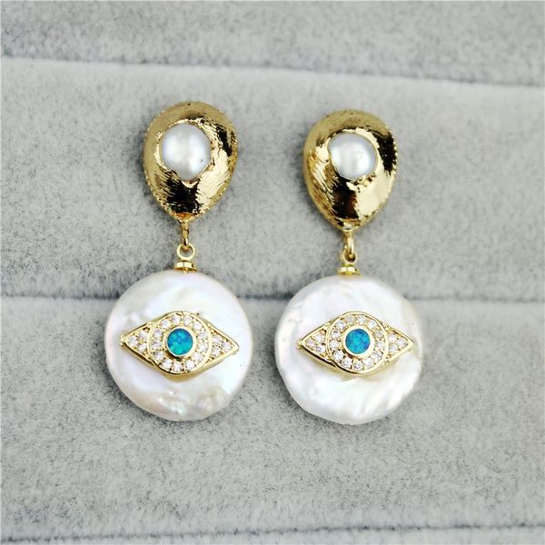 

39mm 5pair/lot new fashion pearl earrings, freshwater pearl point cz jewelry accessories, natural irregular jewelry, Silver