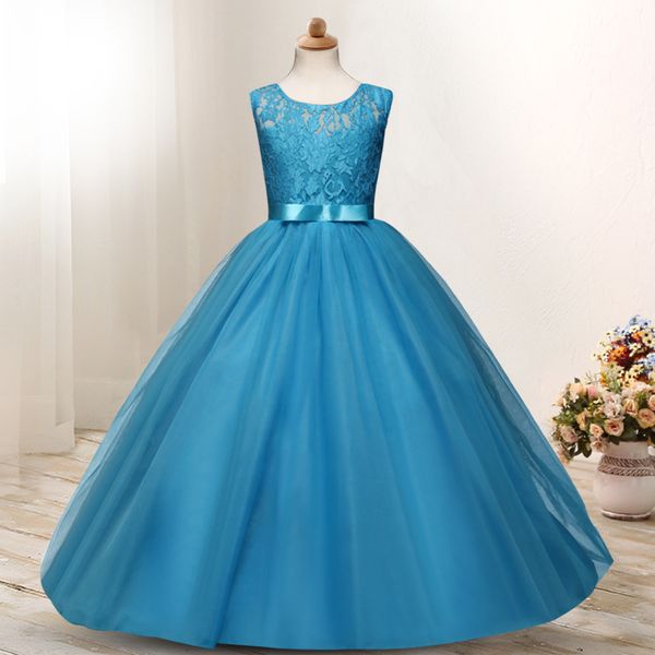 

new style children's dress princess dress big boy wedding long tutu girls lace princess, Red;yellow