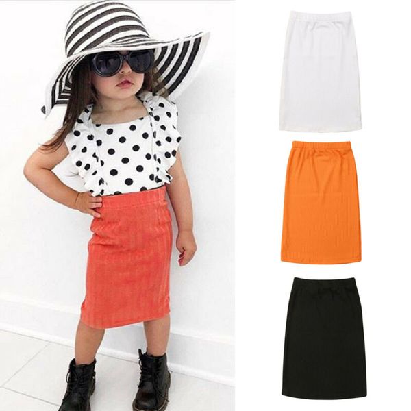 

solid color kids girl knit cotton bodycon skirt children baby girl beautiful stretchy skirt