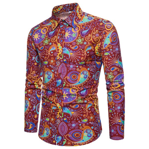 

floral printed mens designer shirts fashion lapel neck long sleeve mens casual shirts spring autumn mens shirts, White;black